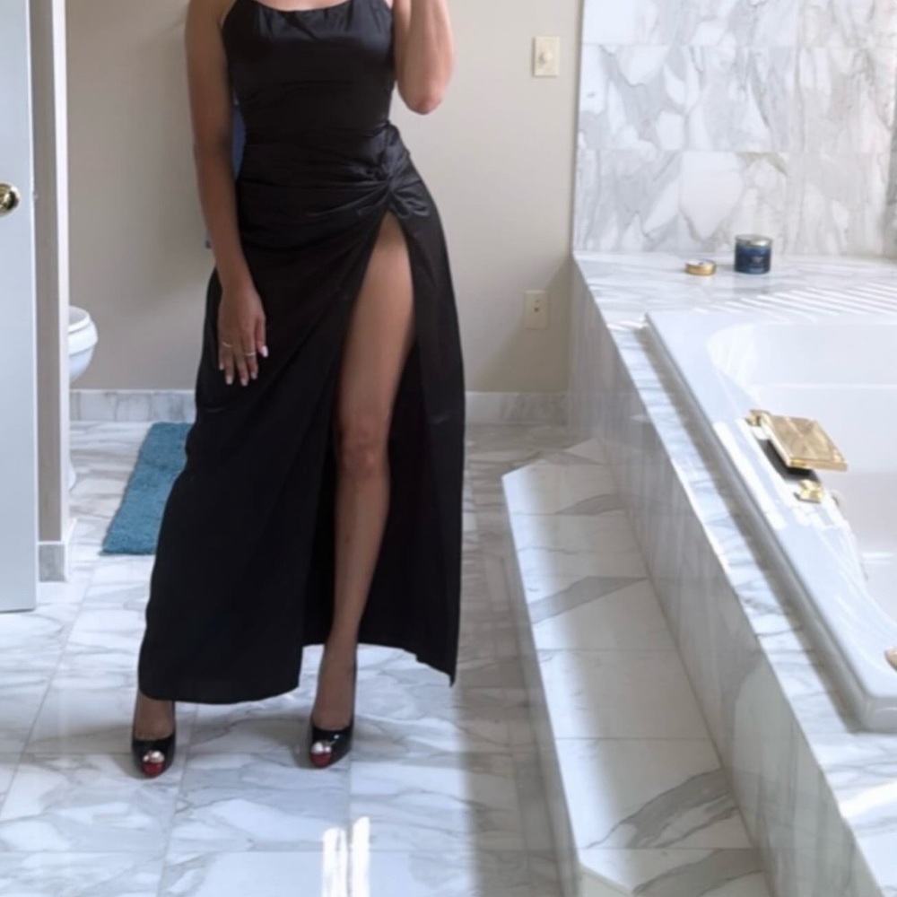 Fashion Nova Black Satin Dress